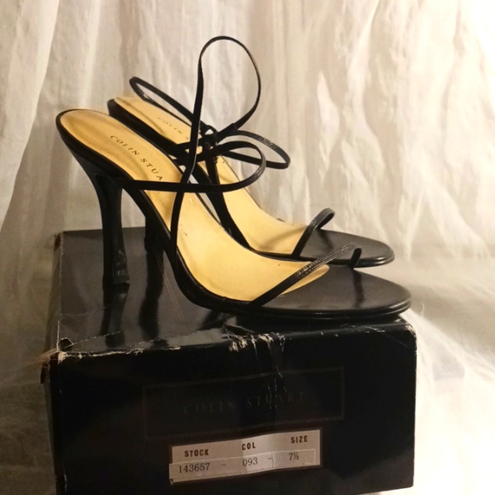 Colin Stuart Black Strap Leather High Heels size 7.5